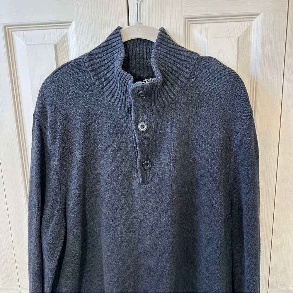 American Eagle Athletic Fit Knit Henley Sweater Mens Size XXL Heather Gray